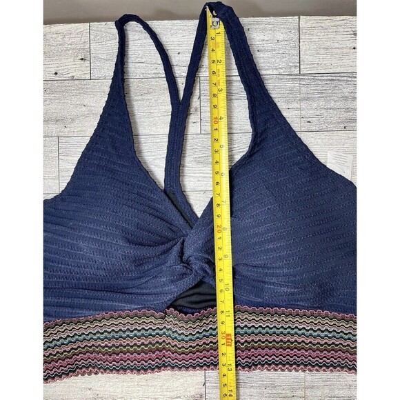 Cupshe Women's M Blue Textured Rainbow Halter Crop Swim Top Padded - Picture 11 of 12